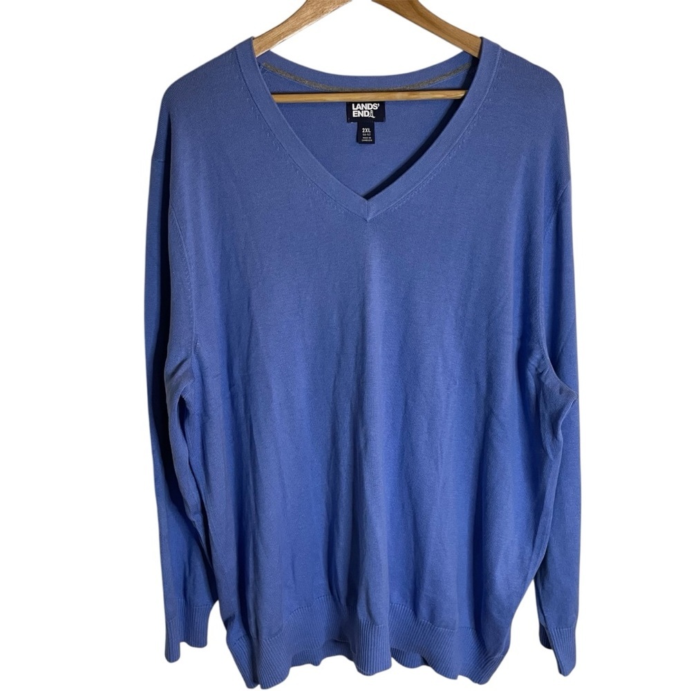 Lands' End Men's Blue V-Neck Sweater Size 2XL 50-52 preppy grandpacore blokecore